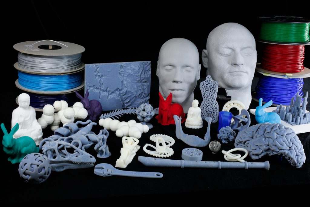 Photograph of varios 3D printing objects from University of Melbourne