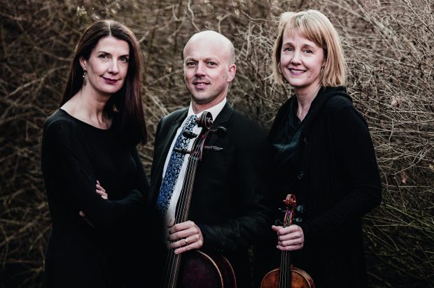 Helen Ayres (left) and Anna Goldsworthy (right) with their Tim Nankervis (centre), better known as the Seraphim Trio. Picture: Wolfgang Schmidt.