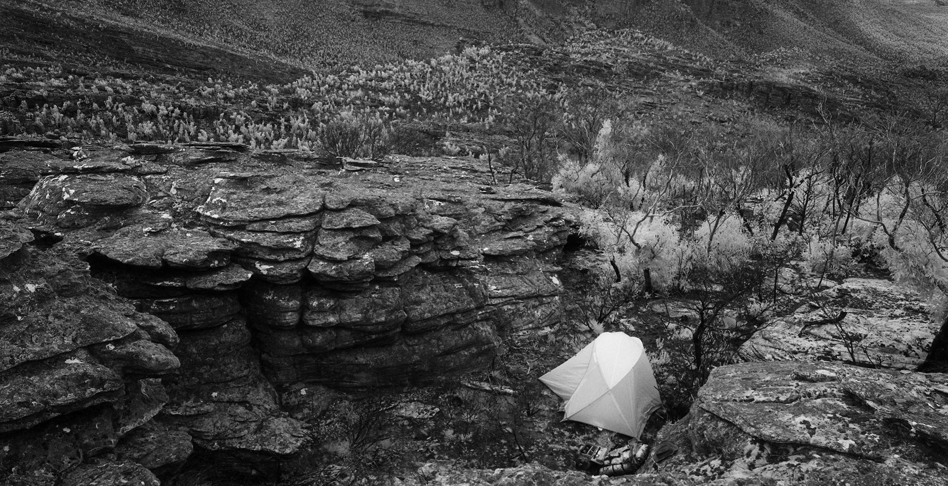 Photo of a tent on top of Mt Frederick, Grampians NP.