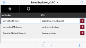 Screengrab of library list in the database