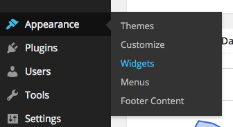 The Appearance menu in your Dashboard.
