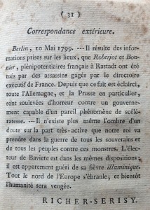 'Richer-Serisy' letter, 10 May 1799