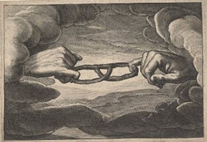 Emblemata XIX: Des mensches leven is een strijd, Die noyt als met den mensch' en sijt (1624); Baillieu Library Print Collection, the University of Melbourne. Gift of Dr J. Orde Poynton 1959.