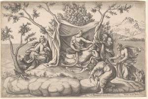 Latona Giving Birth to Apollo and Diana On the Island of Delos (1547-1612); Baillieu Library Print Collection, the University of Melbourne. Gift of Dr J. Orde Poynton 1959.