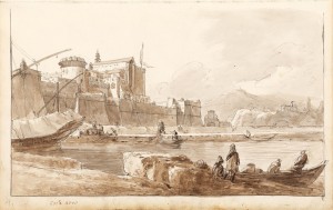 Ignace Duvivier, Castel Nuovo, pencil, watercolour, Purchased with the assistance of David Adams, 2015, Baillieu Library Print Collection, University of Melbourne.