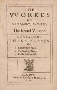 Contents page from the Baillieu Library’s The works of Beniamin Jonson. Volume II. London: Richard Meighen, 1640.