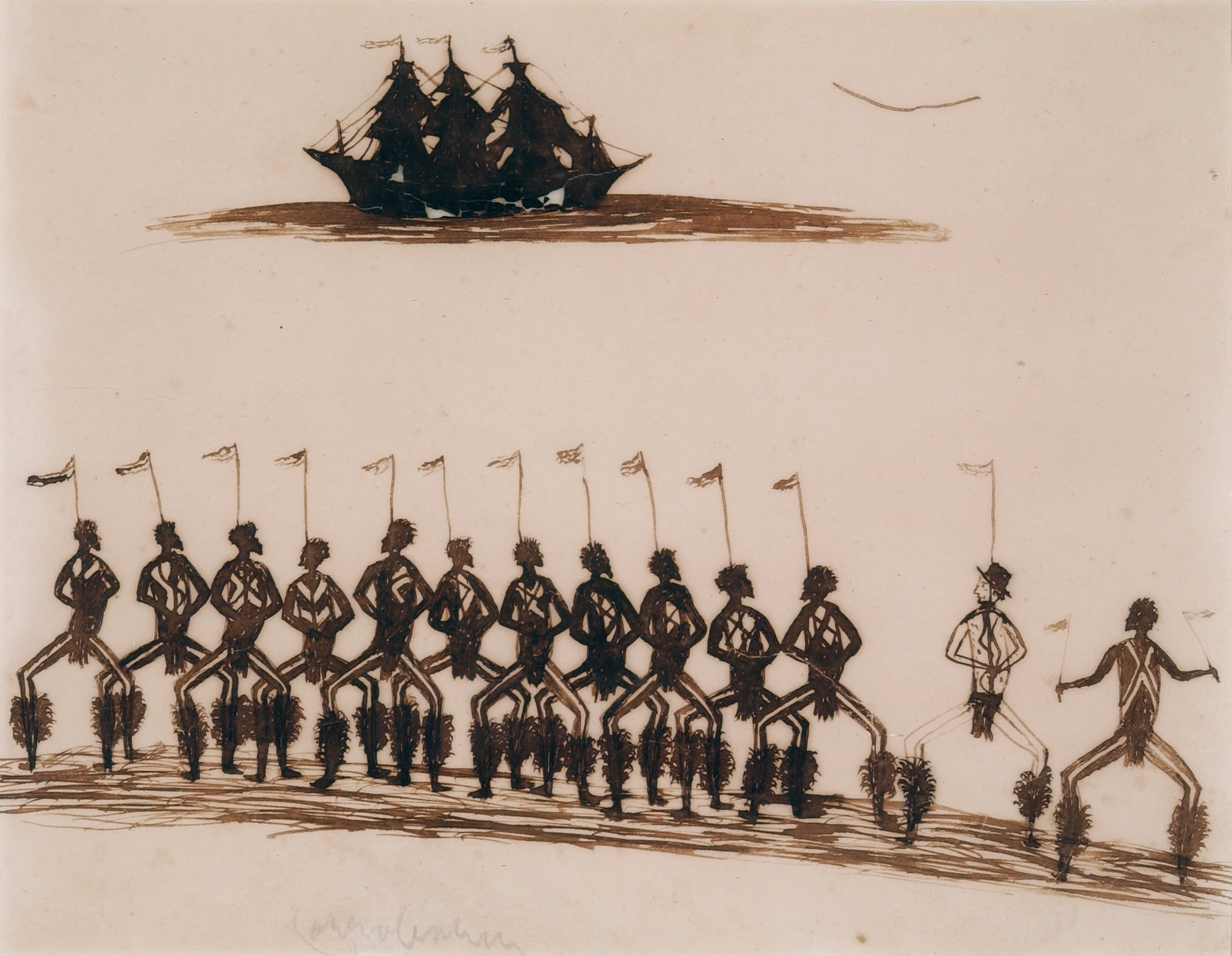 Corroboree, ink on paper by Tommy McRae, University of Melbourne Archives, Foord Family Collection, 1961.0008.00001