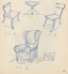 Saphin’s sketches of chairs, Daub, 1949