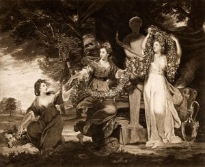 Thomas Waston after Joshua Reynolds, "The Three Graces Decorating a Terminal Figure of Hymen", 1776. 