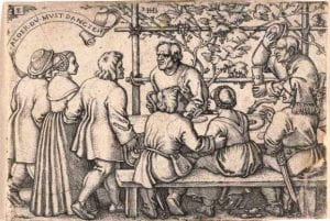 Hans Sebald Beham, "The peasants' feast" from series "The country wedding" (1546), engraving