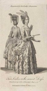 Published by G. Robinson, Two ladies in the newest dresses, engraving, 1775