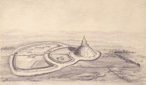 C.H. Ashdown, Ongar Castle, Essex, pencil and watercolour, 1921.