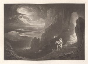 John Martin, Adam and Eve driven out of Paradise from series Paradise Lost, 1827, mezzotint.