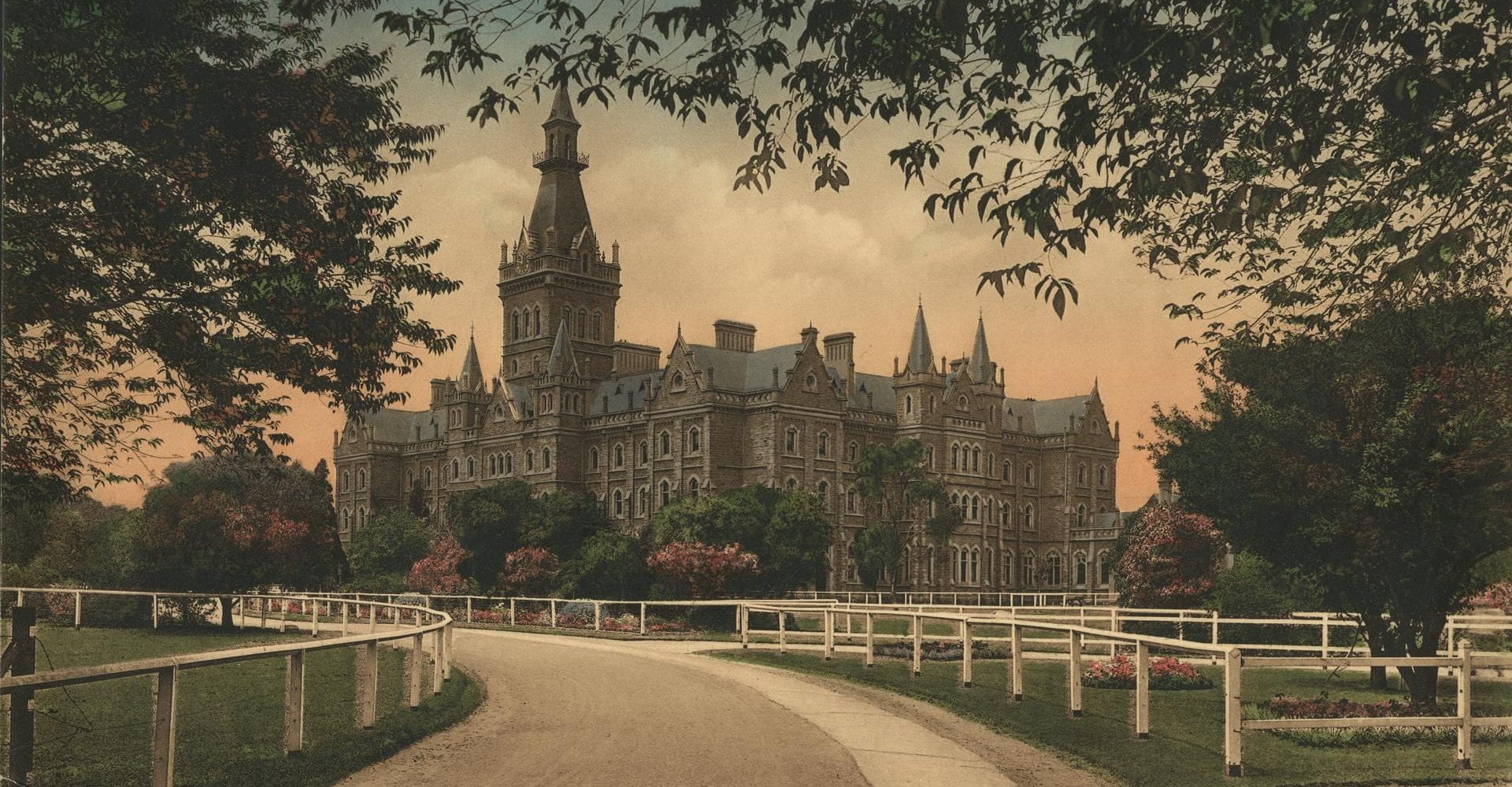 Hand coloured photograph of Ormond College, 1911