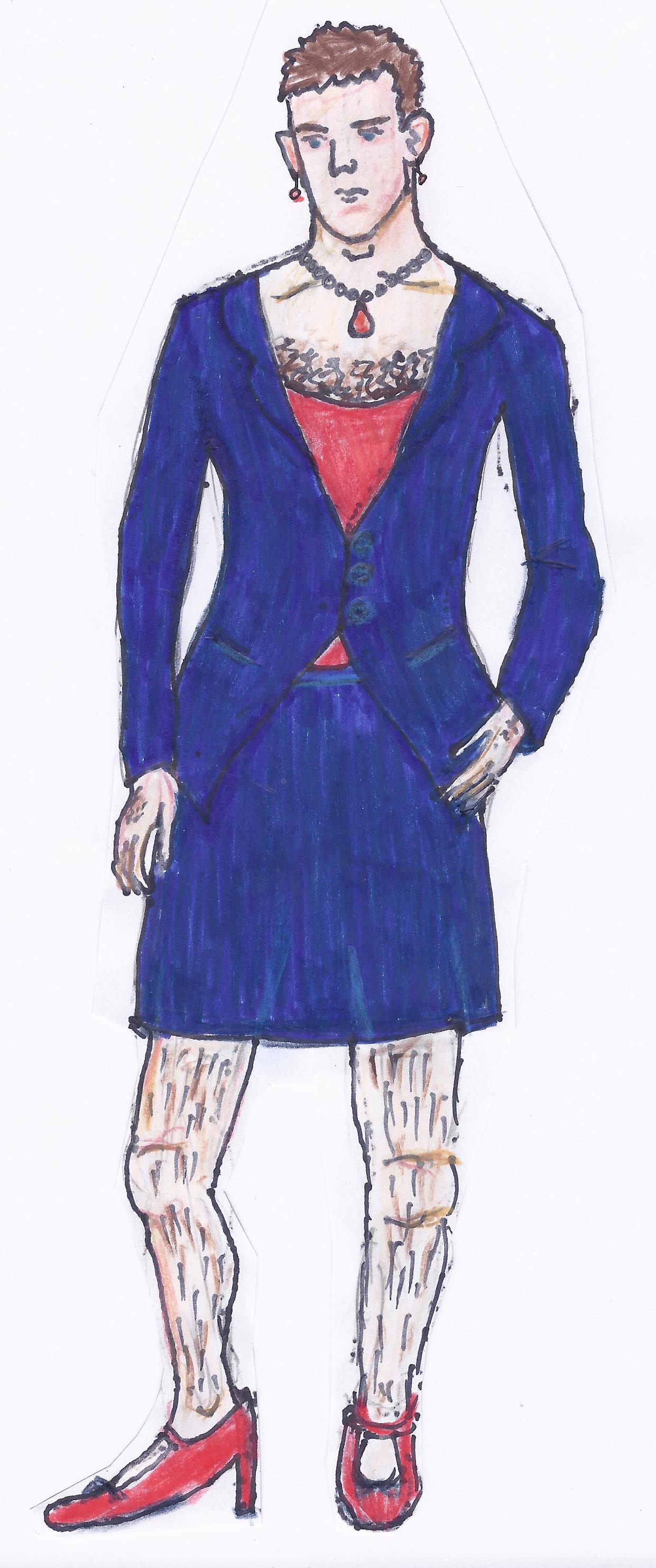 man dressed in female clothes